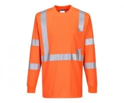 Portwest Hi Vis Long Sleeve T-Shirt (Rib Cuff) - S192